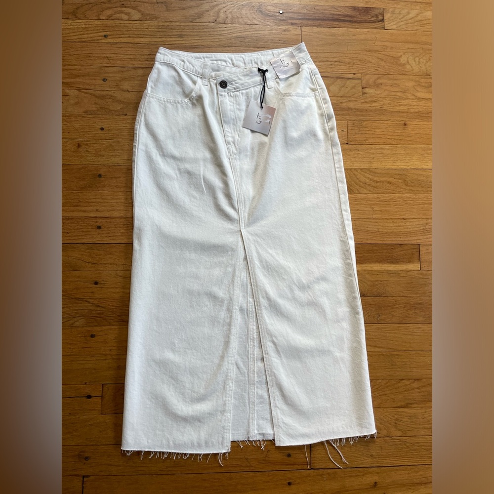 White Maxi Denim Skirt